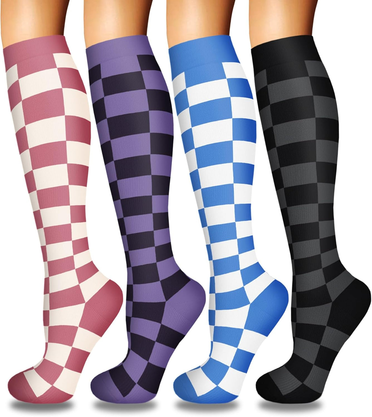 4 Pairs Compression Socks for Women Circulation-Best Support for Nurses,Running,Athletic,Travel