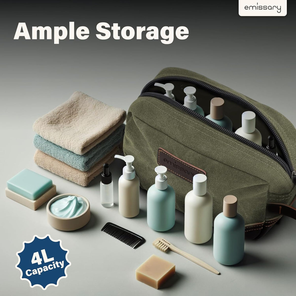 emissary Toiletry Bag for Men, Canvas Travel Toiletry Bag Men's Dopp Kit, Water-resistant Bathroom Bag Mens Shaving Kit, Travel Kit Small Bags, Shaving Bag, Toiletry Bags
