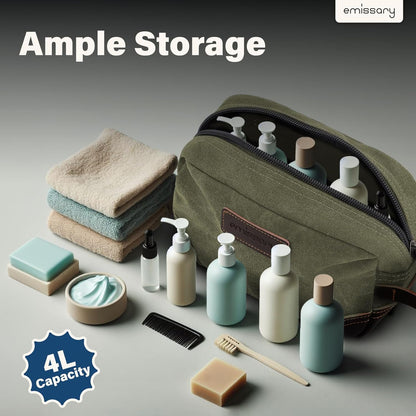 emissary Toiletry Bag for Men, Canvas Travel Toiletry Bag Men's Dopp Kit, Water-resistant Bathroom Bag Mens Shaving Kit, Travel Kit Small Bags, Shaving Bag, Toiletry Bags