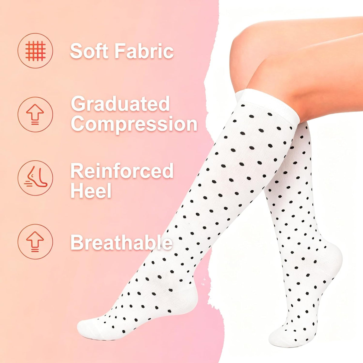 4 Pairs Compression Socks for Women Circulation-Best Support for Nurses,Running,Athletic,Travel