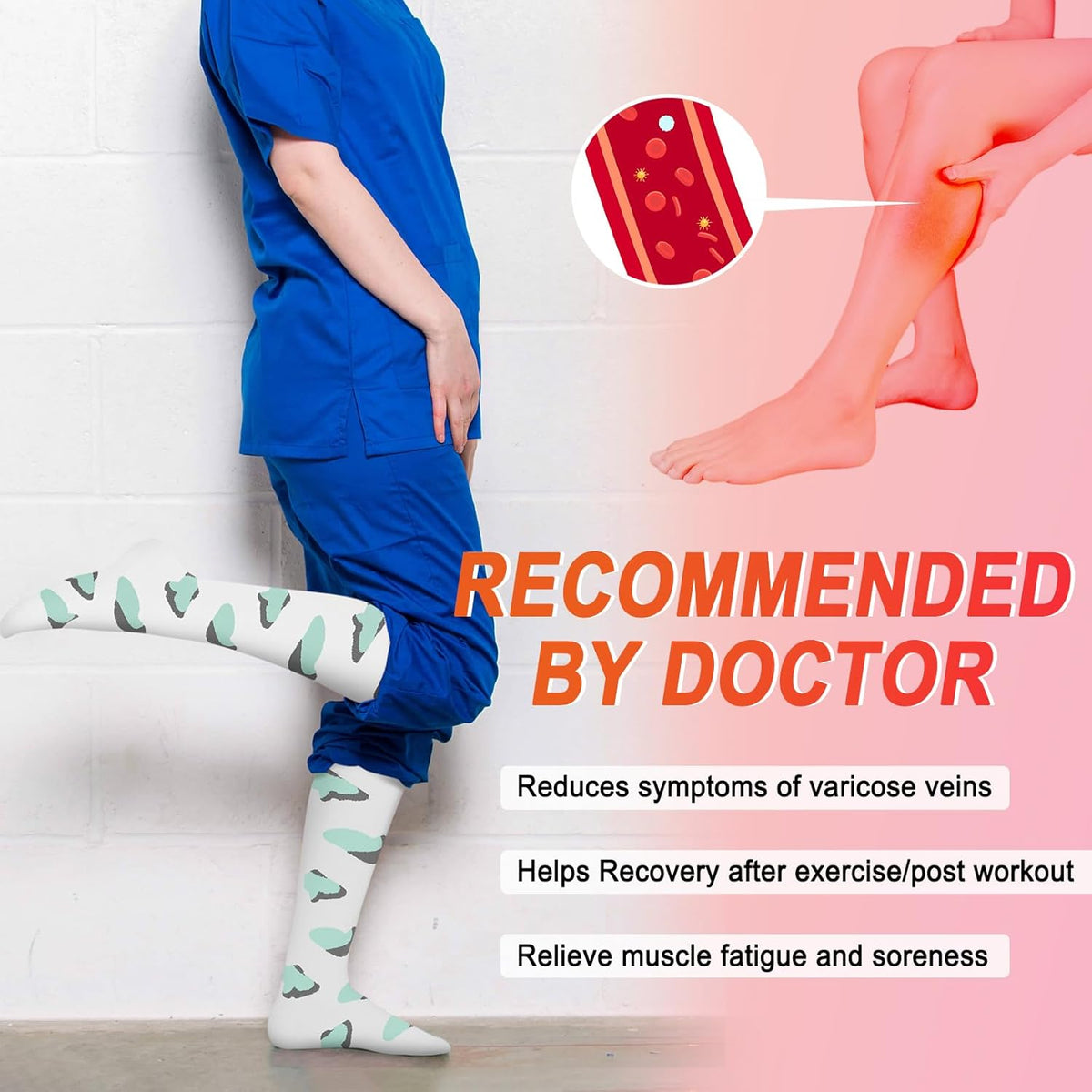 4 Pairs Compression Socks for Women Circulation-Best Support for Nurses,Running,Athletic,Travel