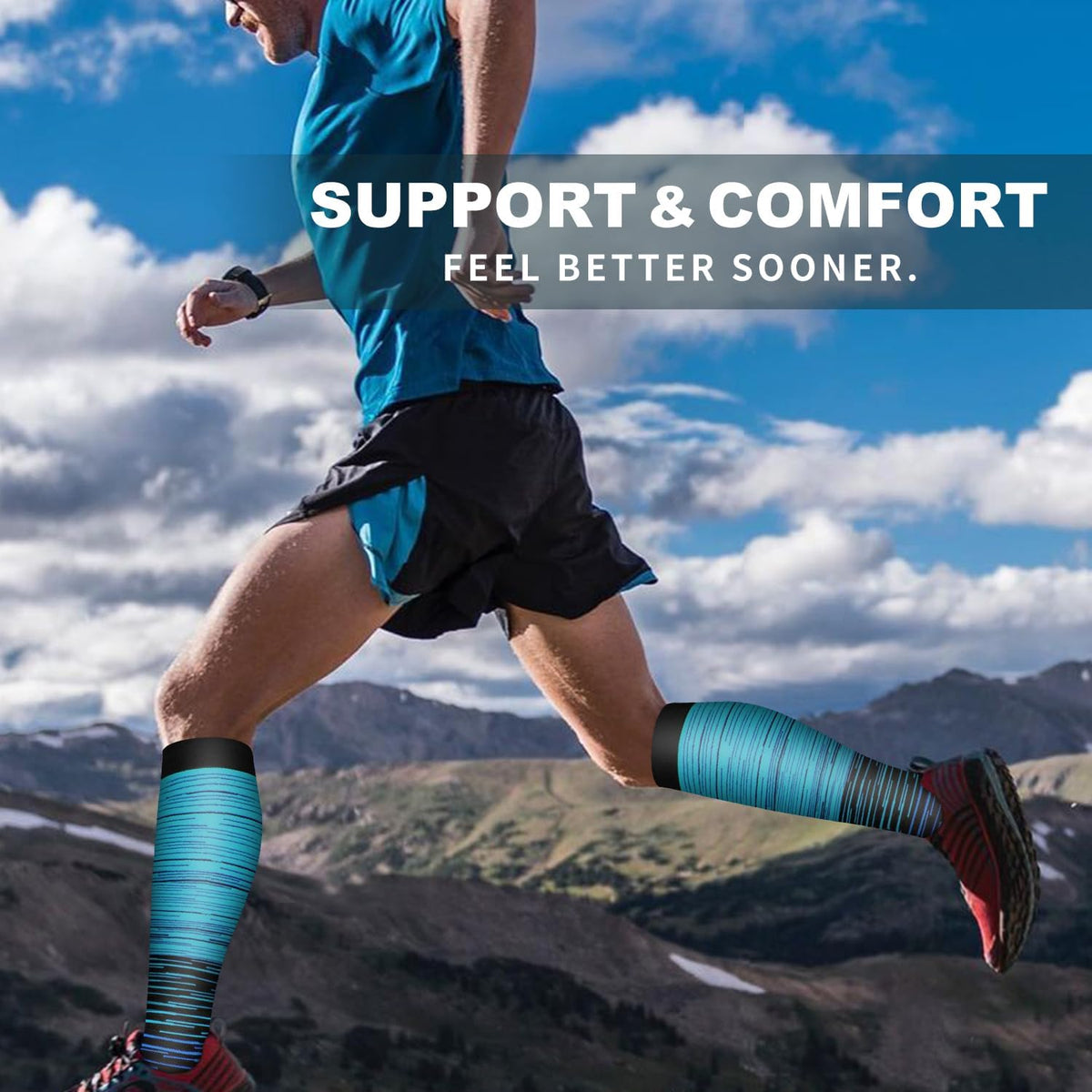 6 Pack Copper Compression Socks for Women and Men Circulation-Best Support for Medical,Running,Nursing,Athletic - Colors B