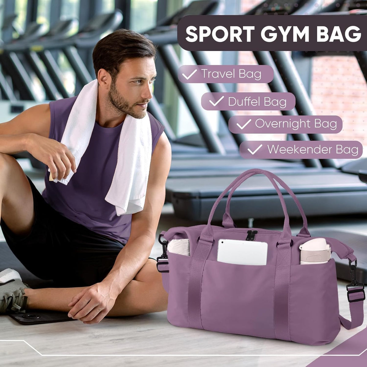 Travel Duffle Bag, Weekender Travel Bag Men Small Gym Bag for Women, Hospital Bag for Labor and Delivery, Overnight Bag Luggage Bag with Trolley Sleeve, Airplane Travel Essentials for Flying(Black)