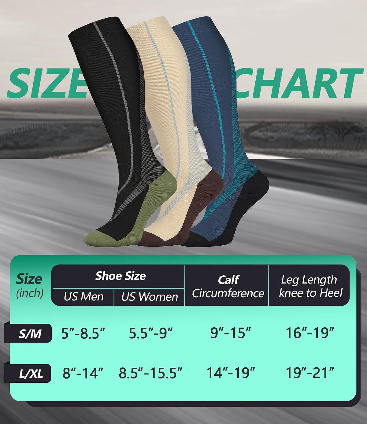 FuelMeFoot 3 Pack Copper Compression Socks - Compression Socks Women & Men Circulation - Best for Medical,Running,Athletic