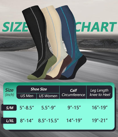 FuelMeFoot 3 Pack Copper Compression Socks - Compression Socks Women & Men Circulation - Best for Medical,Running,Athletic