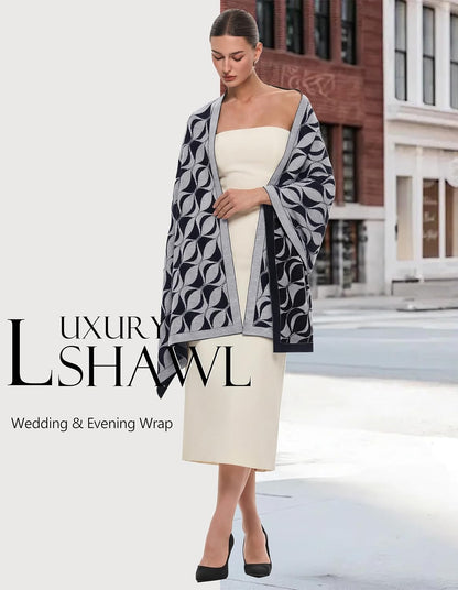 PULI Women's Pashmina Shawl Wraps for Evening Dress Large Scarf Blanket Long Wedding Bridal Winter Warm Shoulder Wrap - Colors A