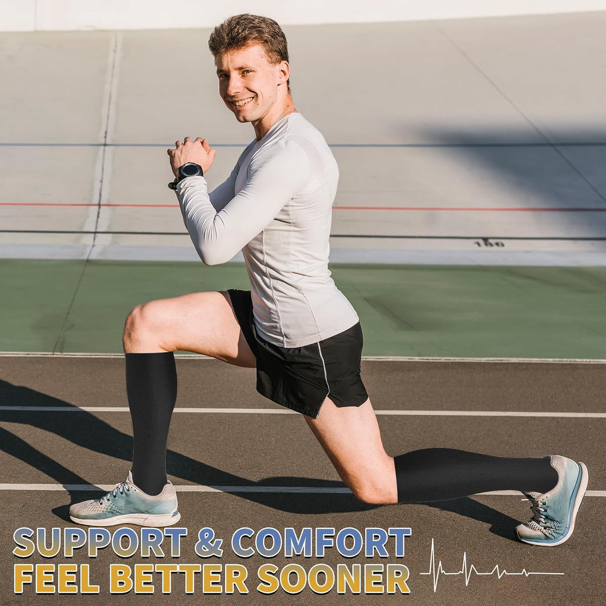 Sooverki Copper Compression Socks for Men & Women 8 Pack 15-20mmHg - Knee High Stockings Best Support for Running Athletic
