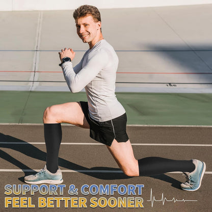 Sooverki Copper Compression Socks for Men & Women 8 Pack 15-20mmHg - Knee High Stockings Best Support for Running Athletic