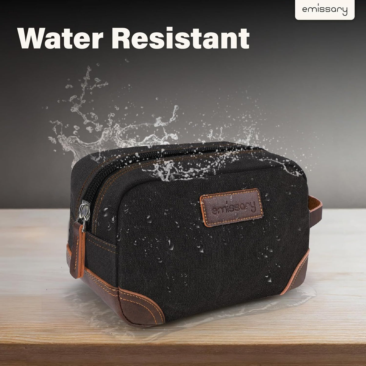 emissary Toiletry Bag for Men, Canvas Travel Toiletry Bag Men's Dopp Kit, Water-resistant Bathroom Bag Mens Shaving Kit, Travel Kit Small Bags, Shaving Bag, Toiletry Bags