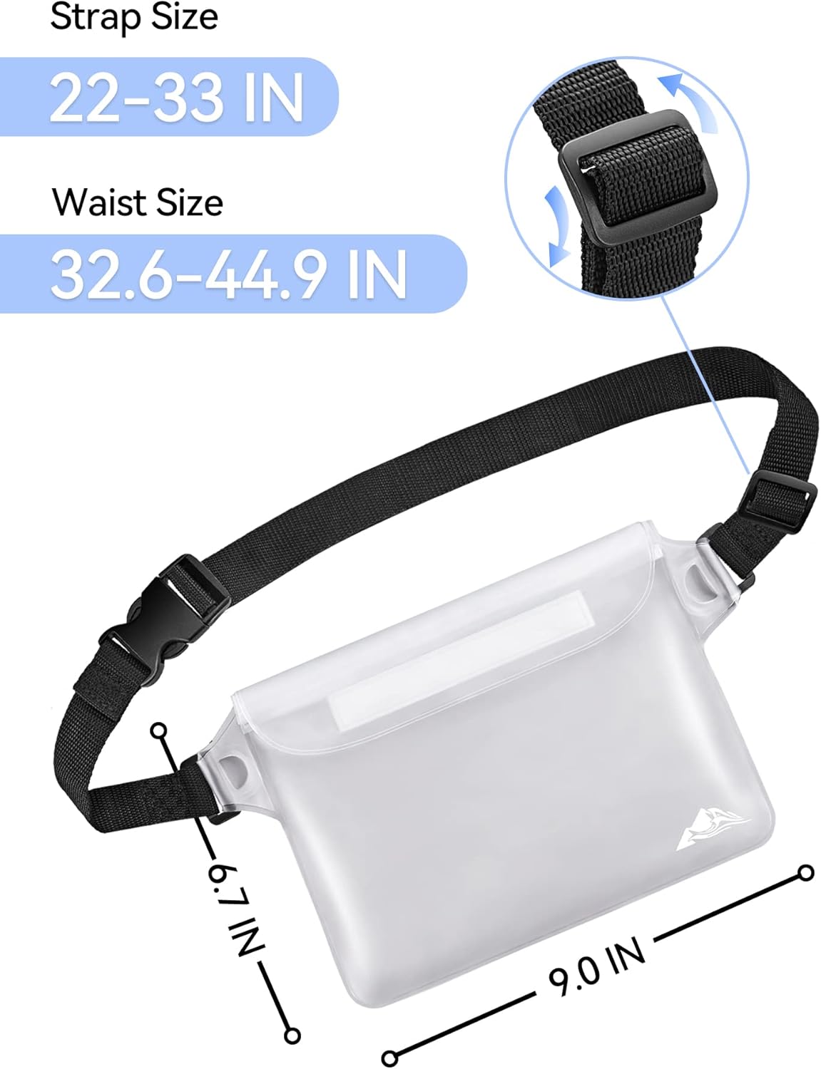 HEETA Waterproof Fanny Pack, Waterproof Pouch Dry Bag 2-Pack for Phone Passport Purse, Adjustable Waist Strap for Swimming Kayaking Boating Paddle Board Accessories Cruise Beach Camping Essentials