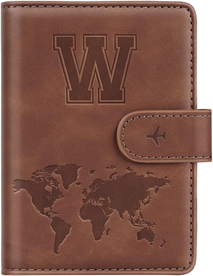 Passport Holder Cover Initail Letter A-Z Travel Wallet 3D Embossed Design RFID Blocking Card Holder Personalized Gift Passport Cover Wallet, Passport Book Holders for Women and Girls, Pink-A