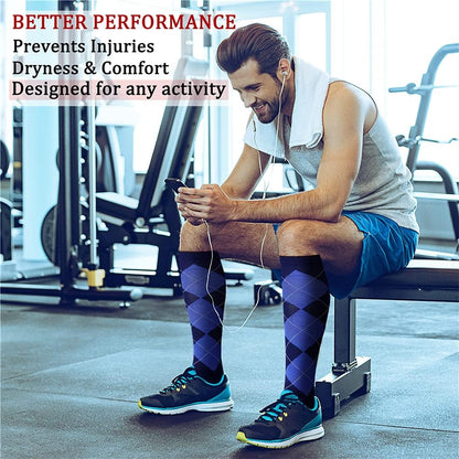 CHARMKING Compression Socks for Women & Men Circulation (8 Pairs) 15-20 mmHg Best Calf Socks Support for Athletic Cycling - Colors B