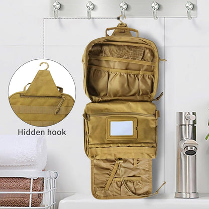 SUNRISING Tactical Toiletry Bag for Men, Hanging Travel Toiletry Organizer Dopp Kit, Shaving Hygiene Toiletries Bag, Men's Toiletry Bag for Short Trips Camping - Green