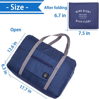Foldable Travel Duffel Bags 2PCS Tote Carry On Luggage Spirit Airlines Personal Item Sports Gym Weekender Overnight Bags for Women and Men (Red+Blue)