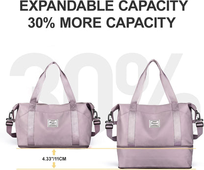 Travel Duffel Bag, Sports Tote Gym Bag, Shoulder Weekender Overnight Bag for Women - Colors A