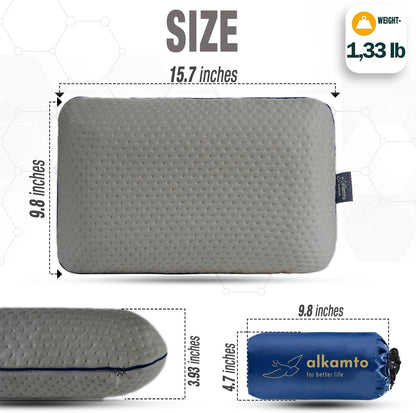 Travel & Camping Comfortable Memory Foam Pillow – Easy to Carry Portable Bag – Temperature Regulating Pillow Case