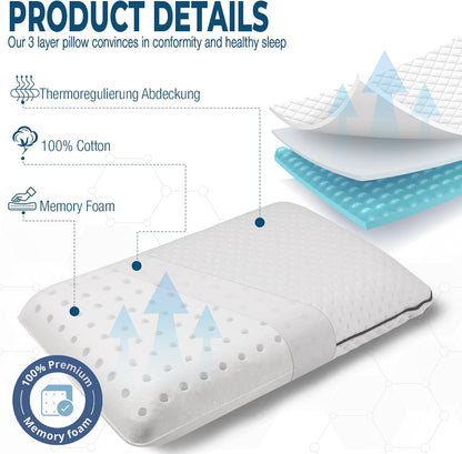 Travel & Camping Comfortable Memory Foam Pillow – Easy to Carry Portable Bag – Temperature Regulating Pillow Case