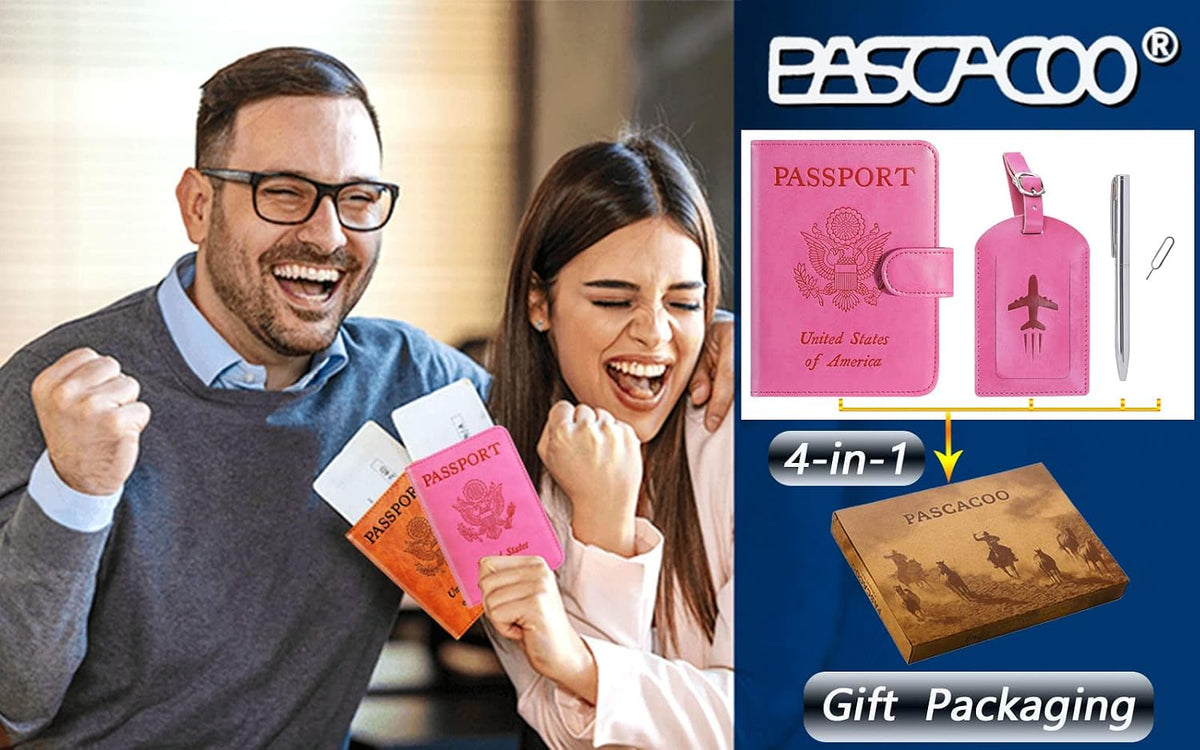 Passport Holder Cover Wallet RFID Blocking, Travel Essentials
