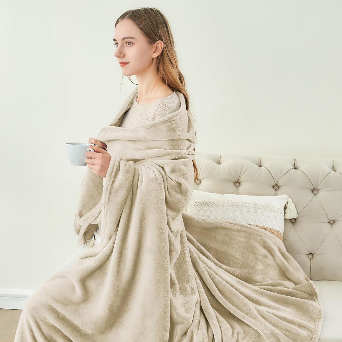 Fleece Blanket Soft Plush Throw for Couch Black 50"x60" - Colors A