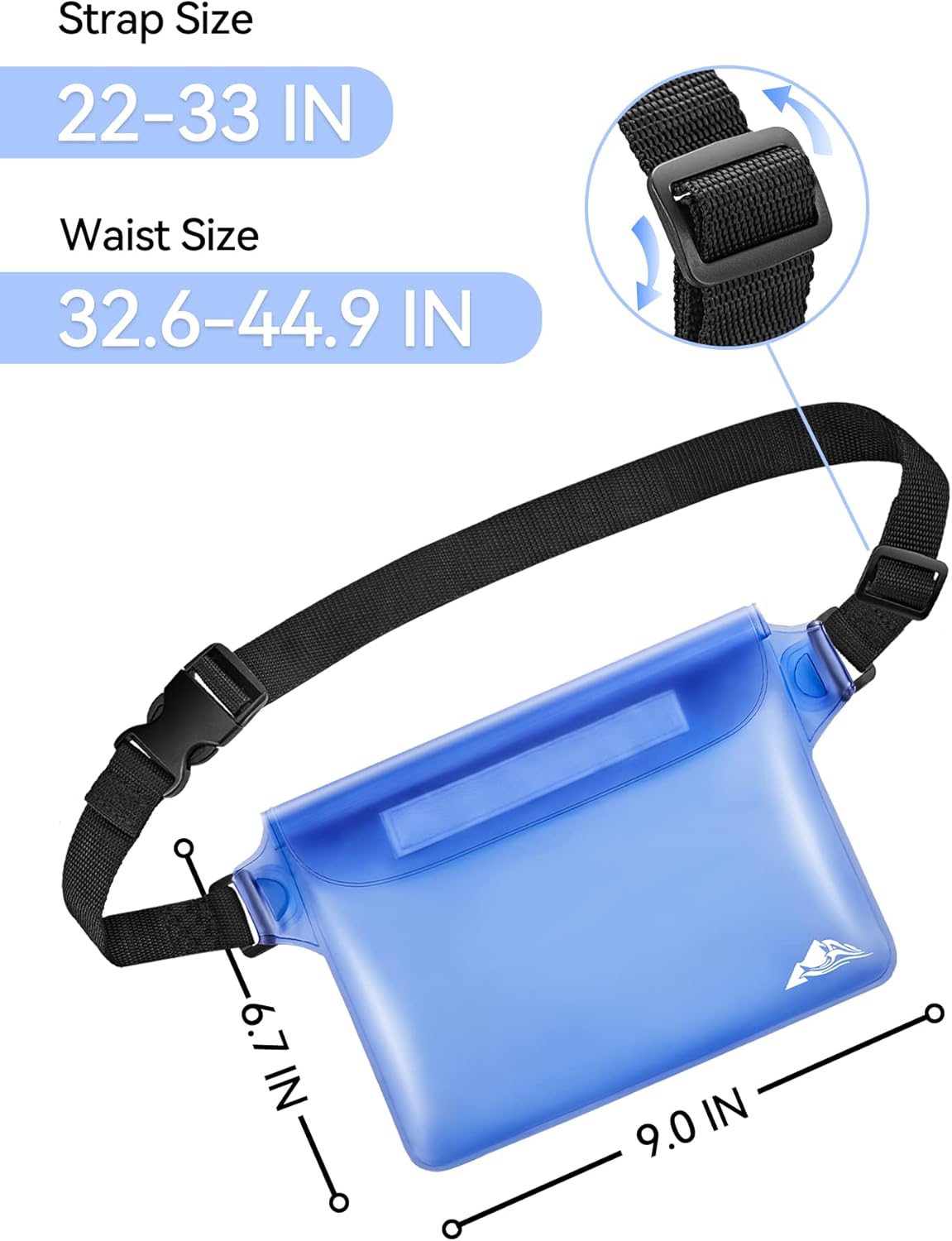 HEETA Waterproof Fanny Pack, Waterproof Pouch Dry Bag 2-Pack for Phone Passport Purse, Adjustable Waist Strap for Swimming Kayaking Boating Paddle Board Accessories Cruise Beach Camping Essentials