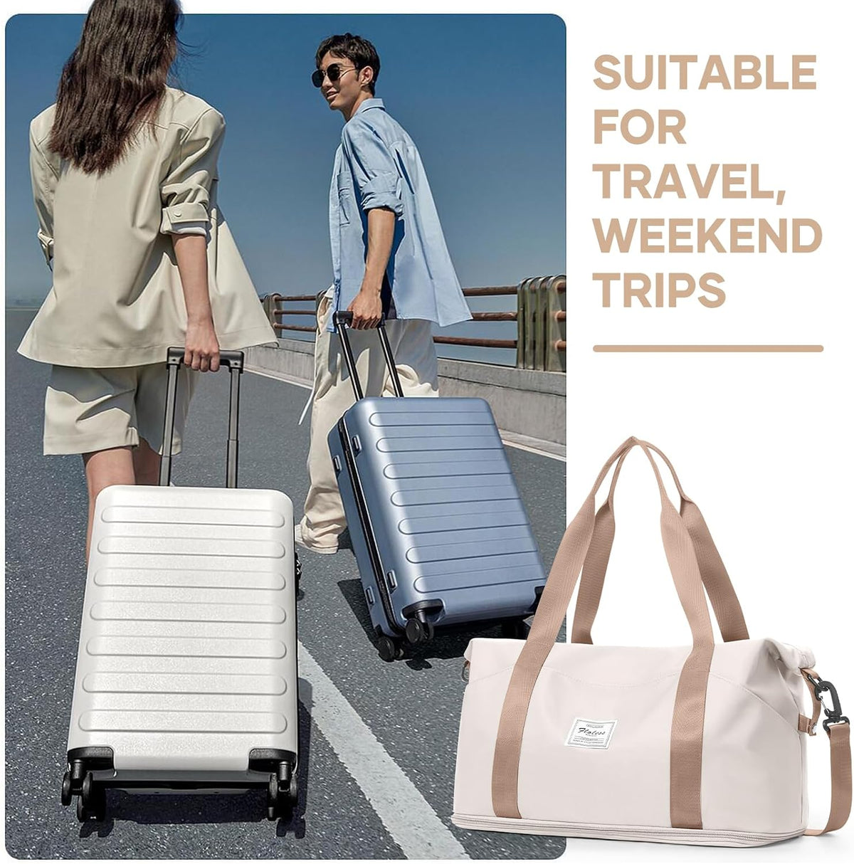 Travel Duffel Bag, Sports Tote Gym Bag, Shoulder Weekender Overnight Bag for Women - Colors A