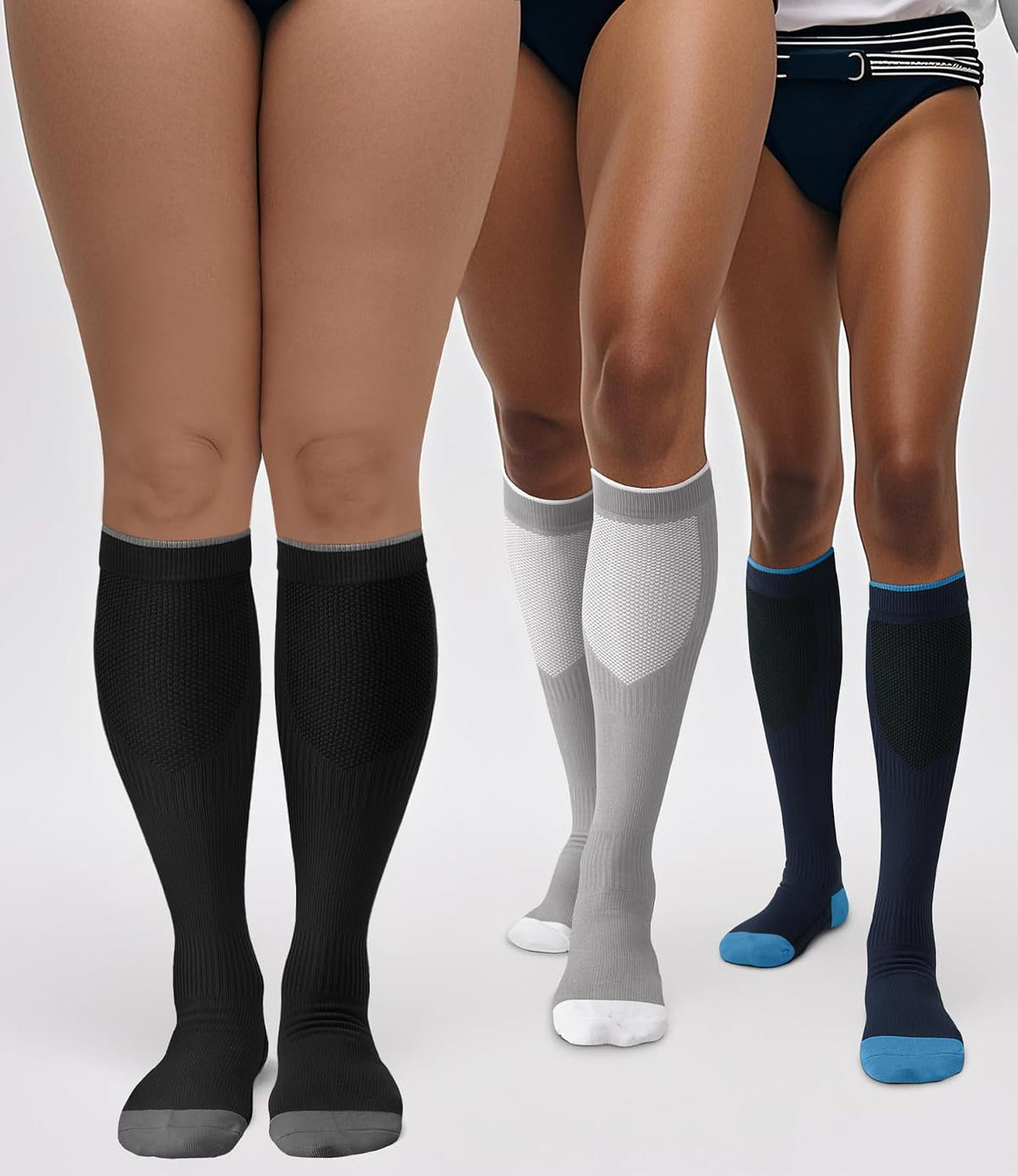 FuelMeFoot 3 Pack Copper Compression Socks - Compression Socks Women & Men Circulation - Best for Medical,Running,Athletic