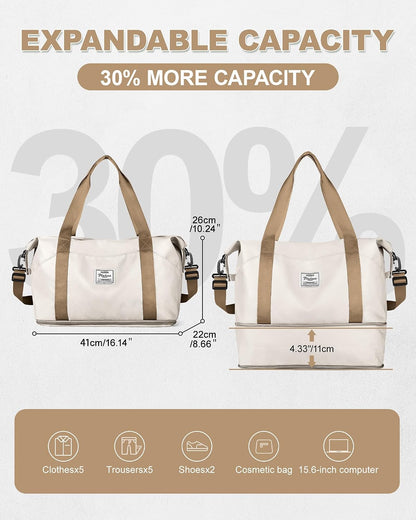 Travel Duffel Bag, Sports Tote Gym Bag, Shoulder Weekender Overnight Bag for Women - Colors B