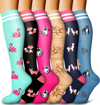 6 Pack Copper Compression Socks for Women and Men Circulation-Best Support for Medical,Running,Nursing,Athletic - Colors B