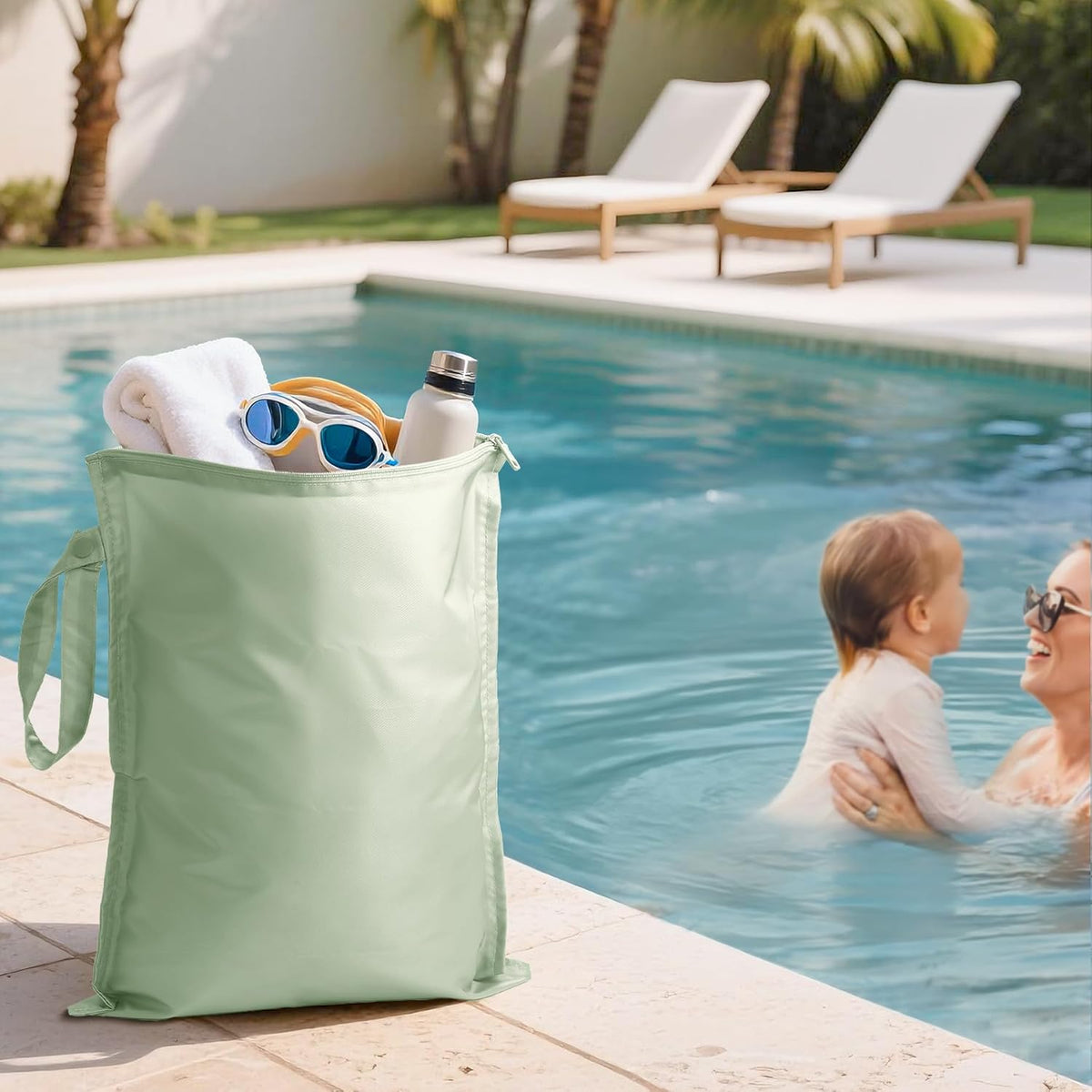 RelaxScene Wet Dry Bags Water Resistant - Reusable Waterproof Wet Dry Bag for Swimsuits & Baby Clothes - Leakproof Storage Pouch Bag for Travel & Baby Diaper - Travel Laundry Daycare Bags