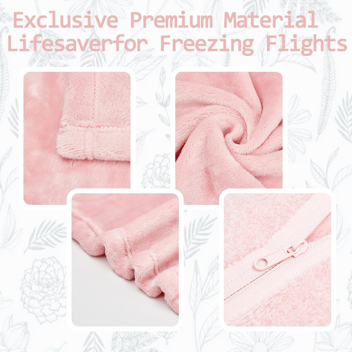 Travel Blanket Pillow, Premium 2 in 1 Flannel Airplane Blanket Compact for Travel,Office, Home,Travel Essentials Accessories for Plane and Car,Compact Office Blanket (Pink)