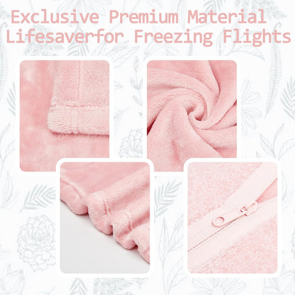Travel Blanket Pillow, Premium 2 in 1 Flannel Airplane Blanket Compact for Travel,Office, Home,Travel Essentials Accessories for Plane and Car,Compact Office Blanket (Pink)