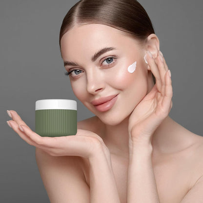 ME.FAN Travel Containers for Toiletries, TSA Approved 1.5 oz Silicone Cream Jars, Leak-proof Journey Containers, Trip Accessories with Lid for Cosmetic Face Hand 4 Pack White Lid - Morandi