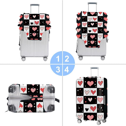 All Over Daisy Print Luggage Cover – Blue Suitcase Protector with White Floral Pattern, Washable Stretch Travel Case for 32-34 Inch Luggage,XL