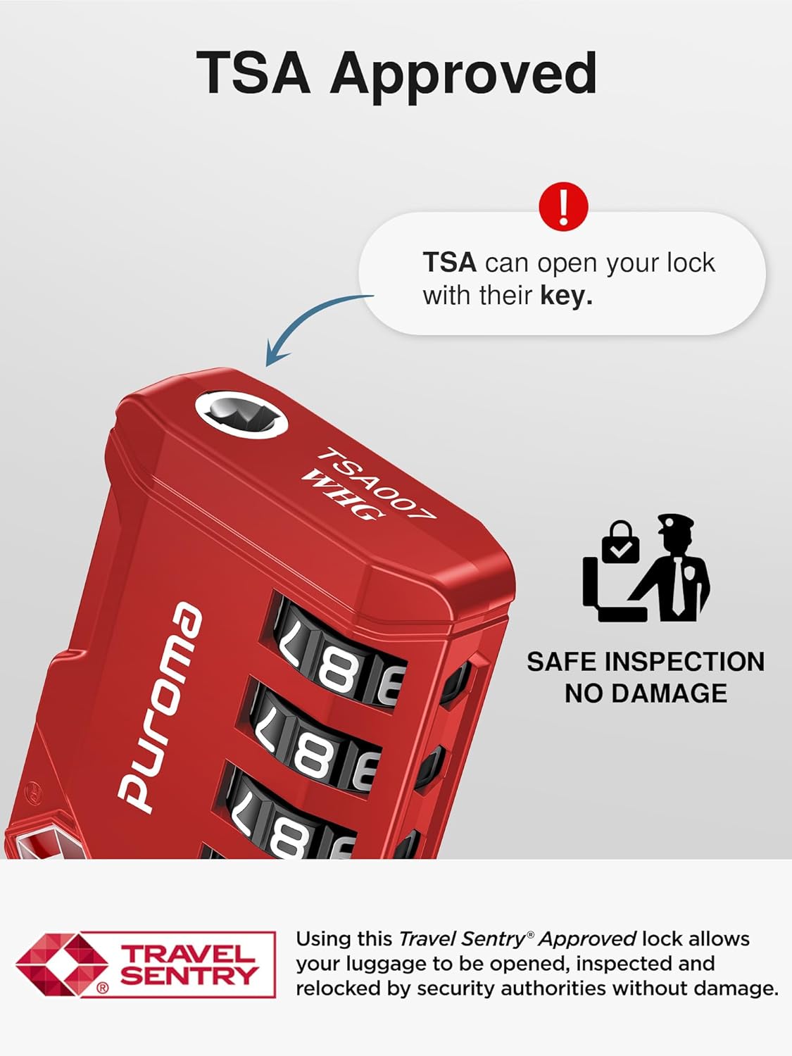 Puroma TSA Approved Luggage Locks, 2 Pack 4 Digit Resettable Travel Combination Code Lock with Zinc Alloy Body for Suitcase, Backpack, Laptop Bag, Gym Locker, Toolbox (Orange)