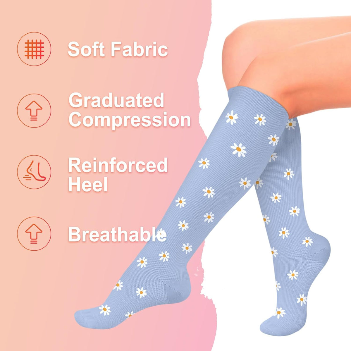 4 Pairs Compression Socks for Women Circulation-Best Support for Nurses,Running,Athletic,Travel
