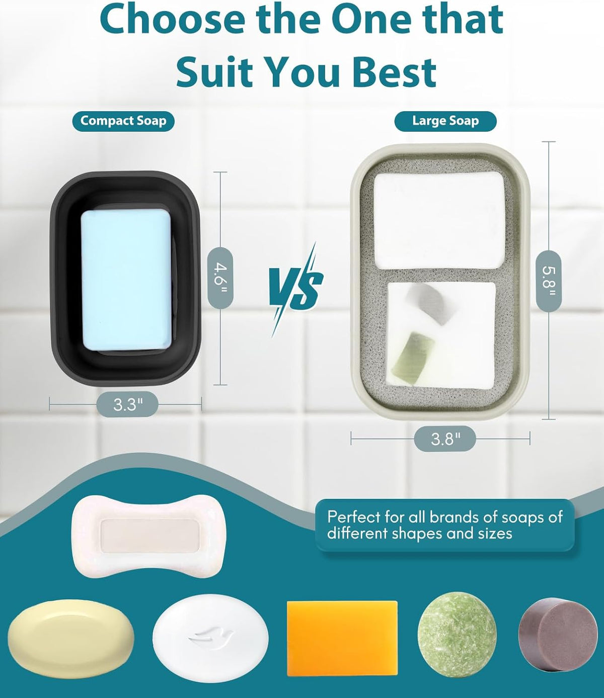 Quatish Compact Leakproof Travel Soap Case, Silicone Soap Box with Draining Layer, Enhanced Soap Container, Suitable for Camping, Gym, Bathroom, Outdoor Essentials, Green