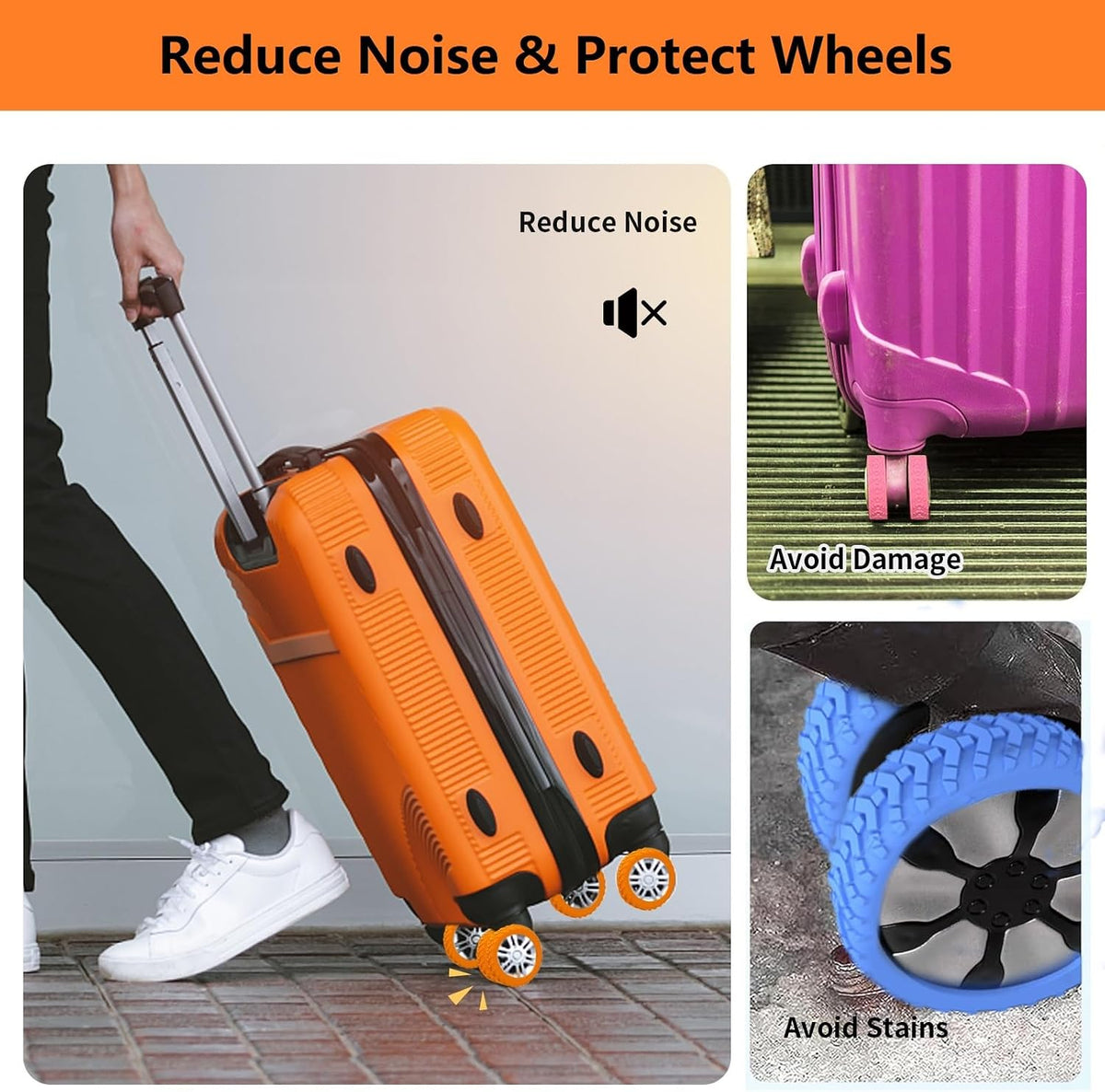 Luggage wheel covers suitcase wheels protectors for dual-wheeled luggage suitcase with a diameter of 2-2.4 inches /5-6cm (8, Red)