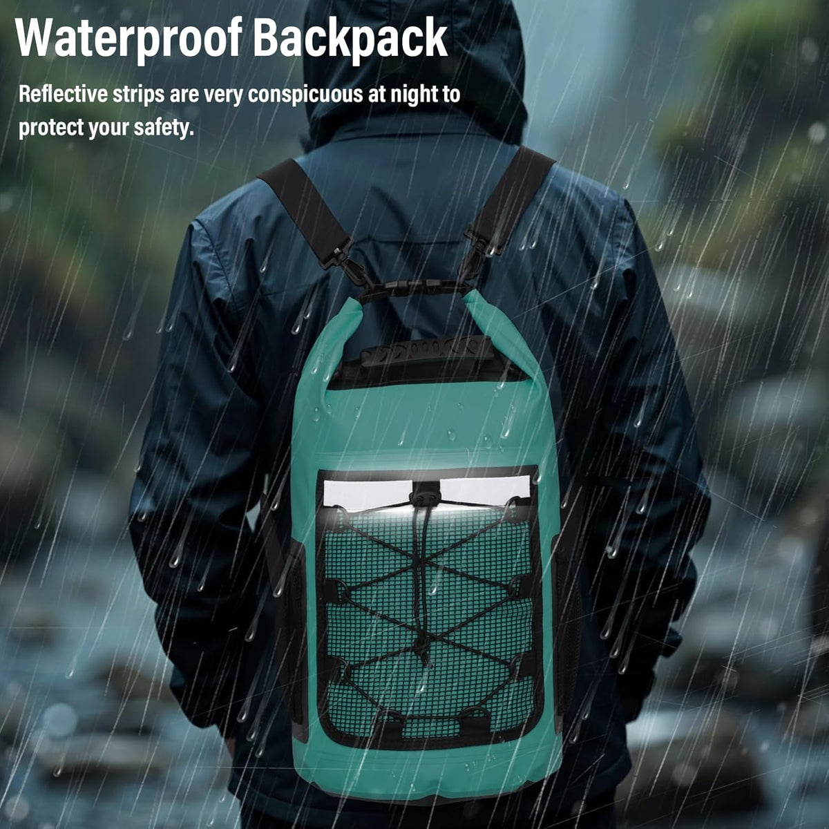 Pimoys Dry Bag, 25L Waterproof Backpack, Dry Bags Kayak for Women Men, Roll Top Outdoor Travel Bag for Boating, Kayaking, Fishing, Hiking, Rafting(Lake Blue)