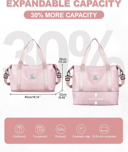 Travel Duffel Bag, Sports Tote Gym Bag, Shoulder Weekender Overnight Bag for Women - Colors B