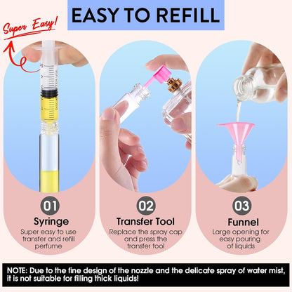 6 Pack 8ML Empty Perfume Atomizer Cologne Travel Spray Bottle for Refill Portable Cologne Dispenser Mini Sprayer for Women Men Twist Tpye