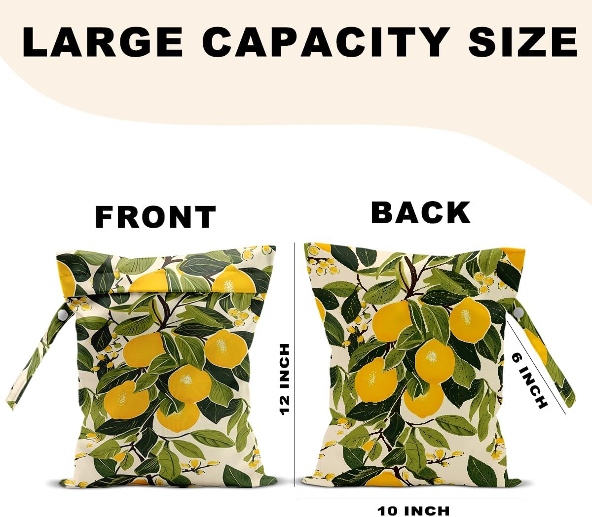 Palm Leaves Wet Bag 12x10 Inch, Green Summer Waterproof Travel Laundry Bags, Washable Reusable Wet Dry Bag for Swimsuit Beach Diapers Dirty Yoga Gym Clothes, Plant Gifts for Women Friend