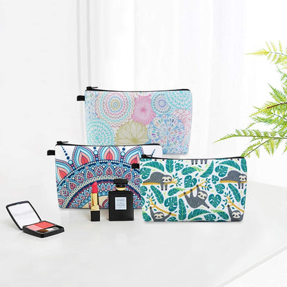 MAGEFY Small Makeup Bag, Portable Travel Cosmetic Bag Zipper Pouch Waterproof Makeup Pouch Multifunctional Small Bag for Women (1 pack, dark blue flower 0179)