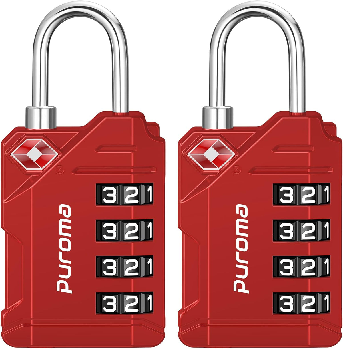 Puroma TSA Approved Luggage Locks, 2 Pack 4 Digit Resettable Travel Combination Code Lock with Zinc Alloy Body for Suitcase, Backpack, Laptop Bag, Gym Locker, Toolbox (Orange)
