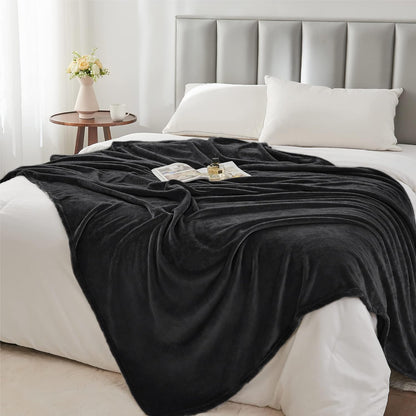 BEDELITE Fleece Blanket Black Throw Blankets for Couch & Bed, Luxury Plush Cozy Fuzzy Blanket 50x60 inches, Super Soft Warm Lightweight Throw Blanket for Travel Camping - Colors B