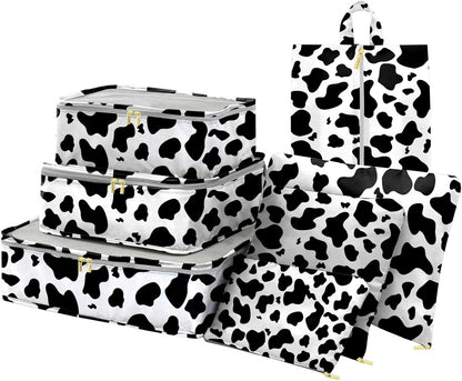 Packing Cubes for Kids 7 Set Travel Luggage Organizers for Suitcase Travel Accessories with Shoe Bag for Women Girls Cute Aesthetic Art-Green Dinosaur