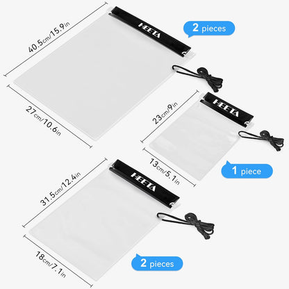 HEETA 5-Pack Clear Waterproof Dry Bag Pouch, Water Tight Cases Dry Bags Document Holder for Camera Mobile Phone Maps, Kayaking Boating