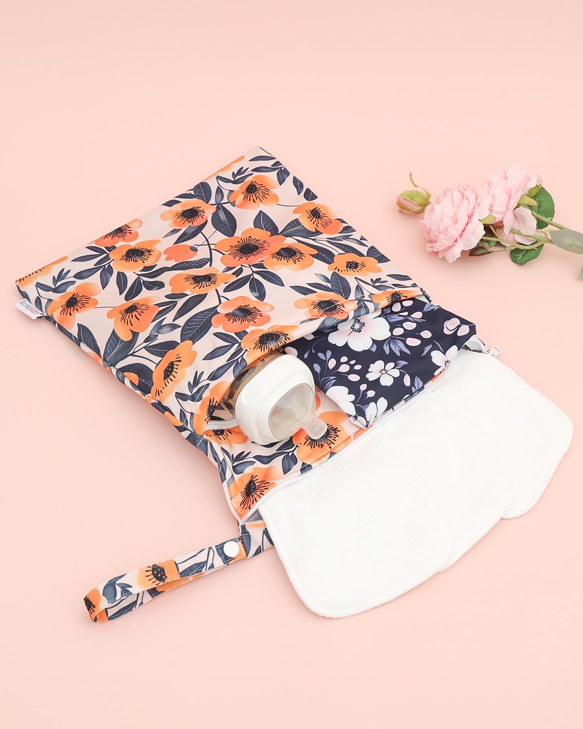 ALVA ALVABABY 3pcs Baby Cloth Diaper Wet/Dry Bags|Waterproof Reusable with Two Pockets|Travel, Beach, Pool, Daycare, Soiled Baby Items,Yoga,Gym Bag for Swimsuits or Wet Clothes 3L-ZM09 - Colors A