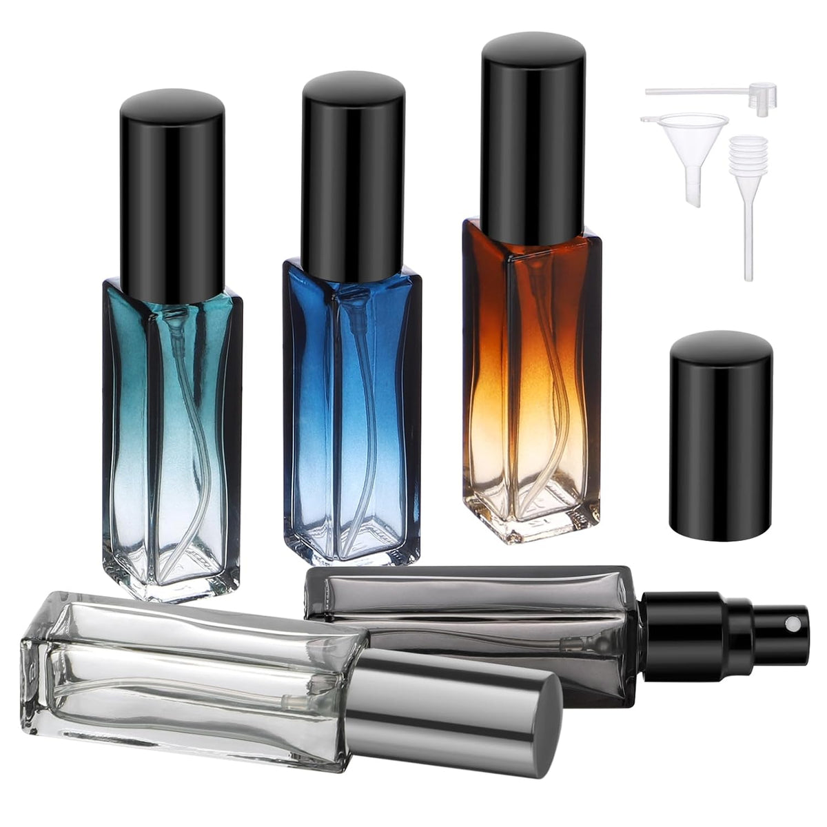 Segbeauty Travel Perfume Bottle Refillable, 5pcs 10ML Mini Glass Perfume Containers with Funnel and Pipette, Empty Portable Leak-proof Fragrance Bottles Spray Atomizer Pump Bottle Kit for Toiletries