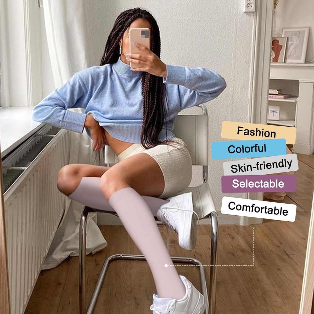 4 Pairs Compression Socks for Women Circulation-Best Support for Nurses,Running,Athletic,Travel