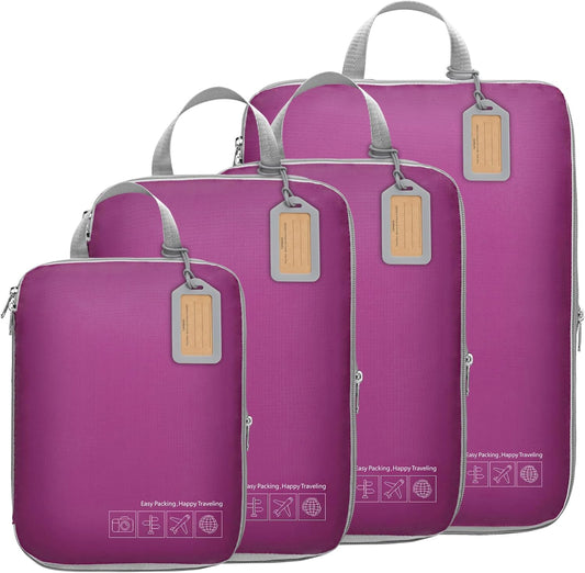 Cambond Compression Packing Cubes for Travel - Lightweight Expandable Travel Bags Luggage Organizers Travel Essentials Compression Cubes for Travel Space Saver for Carry on Suitcases Organizer - Colors A